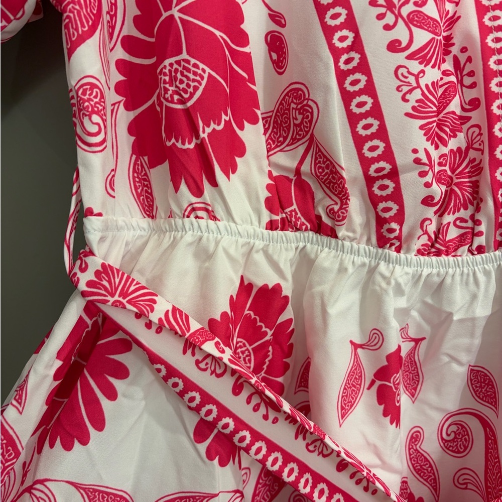 NEW ! Cupshe Pink and White Floral Midi Dress - Picture 3 of 15